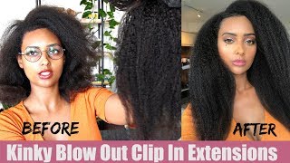 Natural Hair Kinky Blow Out Clip In Extensions Review & Install ft HerGivenHair