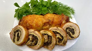 Куриный рулет с грибной начинкой!Очень просто и вкусно!