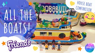 All the boats - comparing the new Canal House Boat to the other Lego Friends boats