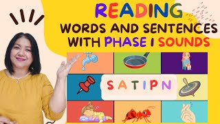 READING WORDS AND SENTENCES WITH  S A T I P N  (PHASE 1) SOUNDS|| #jollyphonics  #MsEstersCorner