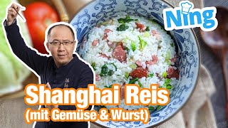 Rezept für eine Person: Shanghai Reis mit Gemüse (und Wurst) - Nings Dinner for one