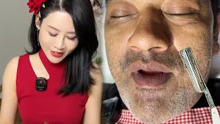 💈ASMR | Remove a lot of beard and fuzz from a man's face! 🪒 Wonderful wet shave. Head Treatment!