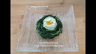 Spaghetti e Mousse di Agretti con Uova di Quaglia in Camicia (Dal Ricettario di Raffaela Millonig)