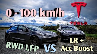 2023 Tesla RWD Standard Range LFP VS AWD Long Range | 0-100km Drag Time | Dragy