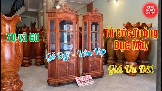 2 Mẫu Tủ Góc Tường Gỗ Hương Đá Đục Máy CNC Siêu Đẹp, Gỗ Vân Vip