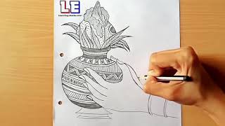 Sketch Of Kalash | Kalash in Hand | मंगलमय कलश | Kalash Drawing | Diwali Diya | Diwali drawing.