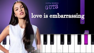 Olivia Rodrigo - love is embarrassing | Piano Tutorial