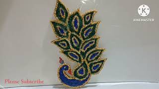 Peacock craft made with Rice & Dal#Cardboard craft#Peacock wall hangin#Wall frame decoration idea