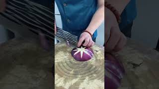 Amazing eggplant cutting skill . Chinese cutting. #shorts #viralvideo #chinesechef