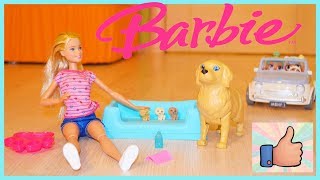 Распаковка игрушки BARBIE Собака рожает! Новая кукла с собакой и щенками Беременная собачка  у БАРБИ