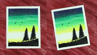 Easy Nature Drawing | Christmas Tree Scenery | ARTz