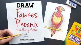 How to draw Fawkes Phoenix from Harry Potter￼