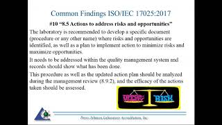 ISO/IEC 17025:2017 - Common Findings in Assessments