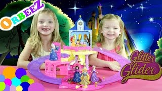 Disney Princess Glitter Glider Castle Princess Belle Queen Elsa Cinderella dancing in ORBEEZ