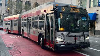 San Francisco MUNI 2016 New Flyer Xcelsior XDE60 6571 on route 8 Bayshore