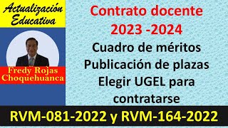 Contrato docente 2023-2024, Cuadro de méritos, elegir UGEL para contrato