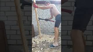 choping wood to make wood chips #diy