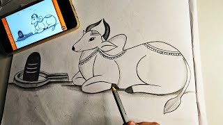 How to Draw Shivling with Nandi maharaj | Lord Shiva and shivling pencil drawing | Easy God drawing