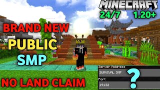 New no land claim public smp server for mcpe 1.20+ || 24/7 online #publicsmpserverminecraftpe