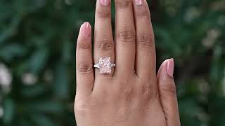 Pink Radiant Cut Three Stone Engagement Ring @ourosjewels