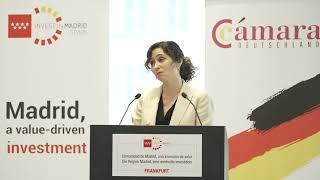 Ayuso presenta en Frankfurt el potencial de Madrid para las inversiones