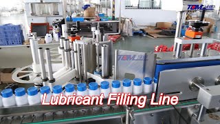 two sides lubricant filling line square bottle automatic adhesive labeling machine