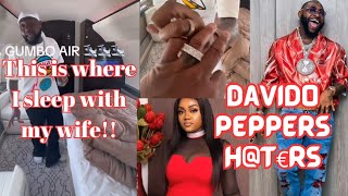 Davido peppers H@t€rs as he shows the world where he sleeps with his WIFE on his private jet