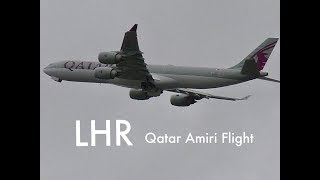 Qatar Amiri Flight A340-541 (A7-HHH) departing at London HeathrowAirport (28/11/18)