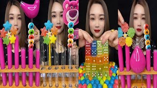 ASMR SATISFYING PINK SWEET DRINKING SHOW 💓🍬 Chinese Sweet Drinking Challenge #asmr #mukbang