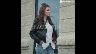 A Young Woman in a Leather Jacket Walking | By FauxJacket