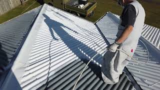 Airless spray painting a roof