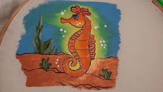 Cute seahorse // Fabric painting