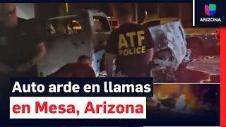 Arde en llamas el auto de un negocio en Mesa: hay dos sospechosos