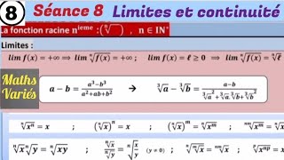 Limites et continuité. séance 8. Fonction racine nième .2 Bac sciences.