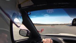 WRX STI hitting cones