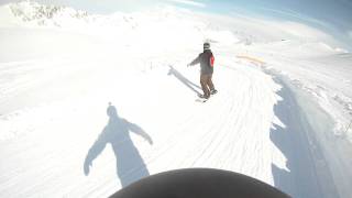 Les Arcs Boardercross snowboarding. Me filming Patrick from GoPro helmet cam