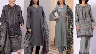 Latest Grey suit design ideas/gray colour dress design ideas/gray colour dress combination 2023