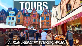 FRANCE: Explore Medieval Tours, France on Loire River - Virtual Treadmill Walking - 4K City Walks