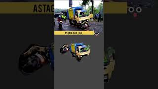 Motor T4BR4K Truk,motor rusak parah di patok #accidentcar #shorts #trukolen