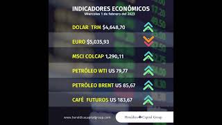 Indicadores económicos para el día miércoles 1 de febrero de 2023, en Colombia.