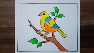 Bird Drawing / Bird Drawing Easy Step By Step / Bird Scenery Drawing / How to Draw Bird Drawing