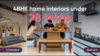 4BHK Hyderabad Apartment Tour | 2660 sq. ft. Modern Interiors with False Ceiling & Wooden Swing!