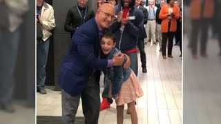 Young cancer survivor meets her weatherman hero