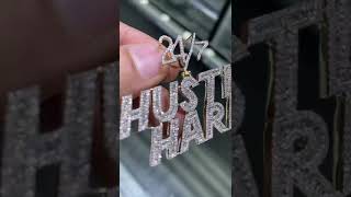 24/7 HUSTLE HARD Mens Diamond Pendant | Hip Hop Pendant | Hip Hop Jewelry | Jewels Queen