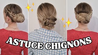 Astuce coiffure CHIGNON avec volume : faire un chignon facile & rapide ! DIY chignon cheveux longs !