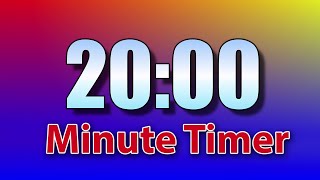 20 Minute Timer | ⏰ Bell Alert | No Music | Basic Colorful Silent Fade to Red | Big Numbers