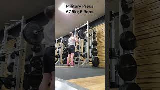 Week 7: Power Row 155kg 5 Reps, Pendlay Row 107.5kg 5 Reps, Military Press 67.5kg 5 Reps