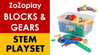 ZoZoplay STEM 110 Pcs Building & Construction Blocks & Gears Set;