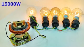 Making 220V Free Energy 15000W Generator Light Bulbe Electricity At Home