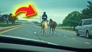 Brave 16 Year Old Girl Chases Horse On Highway To Save Him